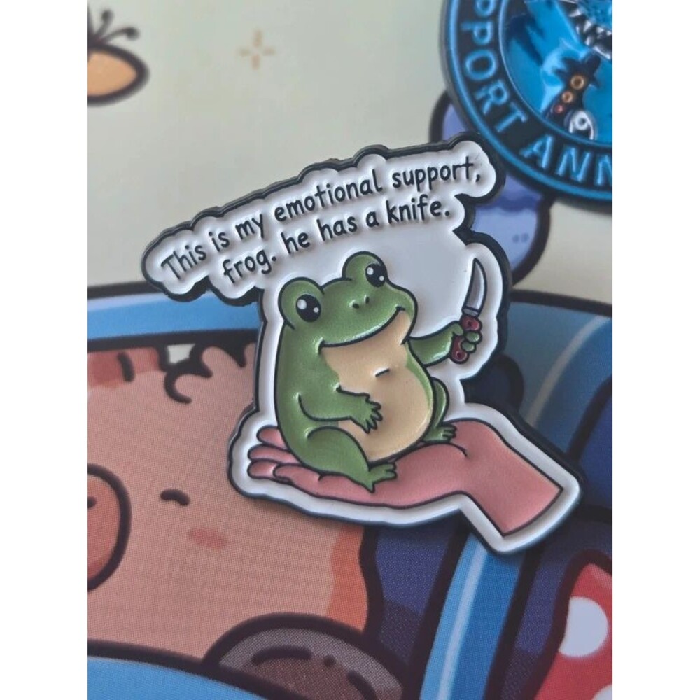Emotional support frog pen enamel accessory